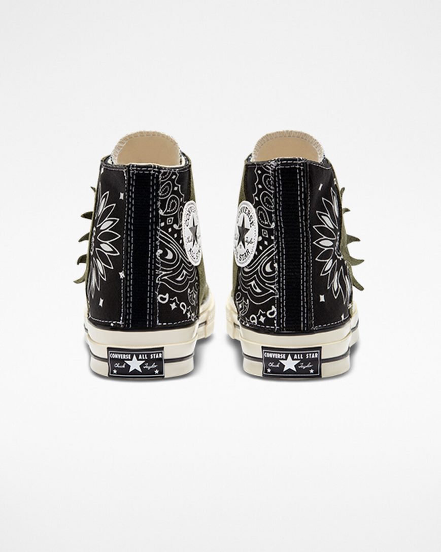 Zapatillas Altas Converse Chuck 70 LTD Paisley Suede Mujer Negras Verde | PE 80EWL5